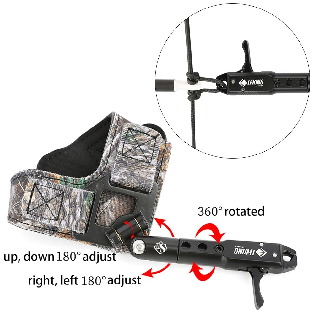 Archery Compound Bow Release Aids Trigger 360° Adjustable Wristband Release A...