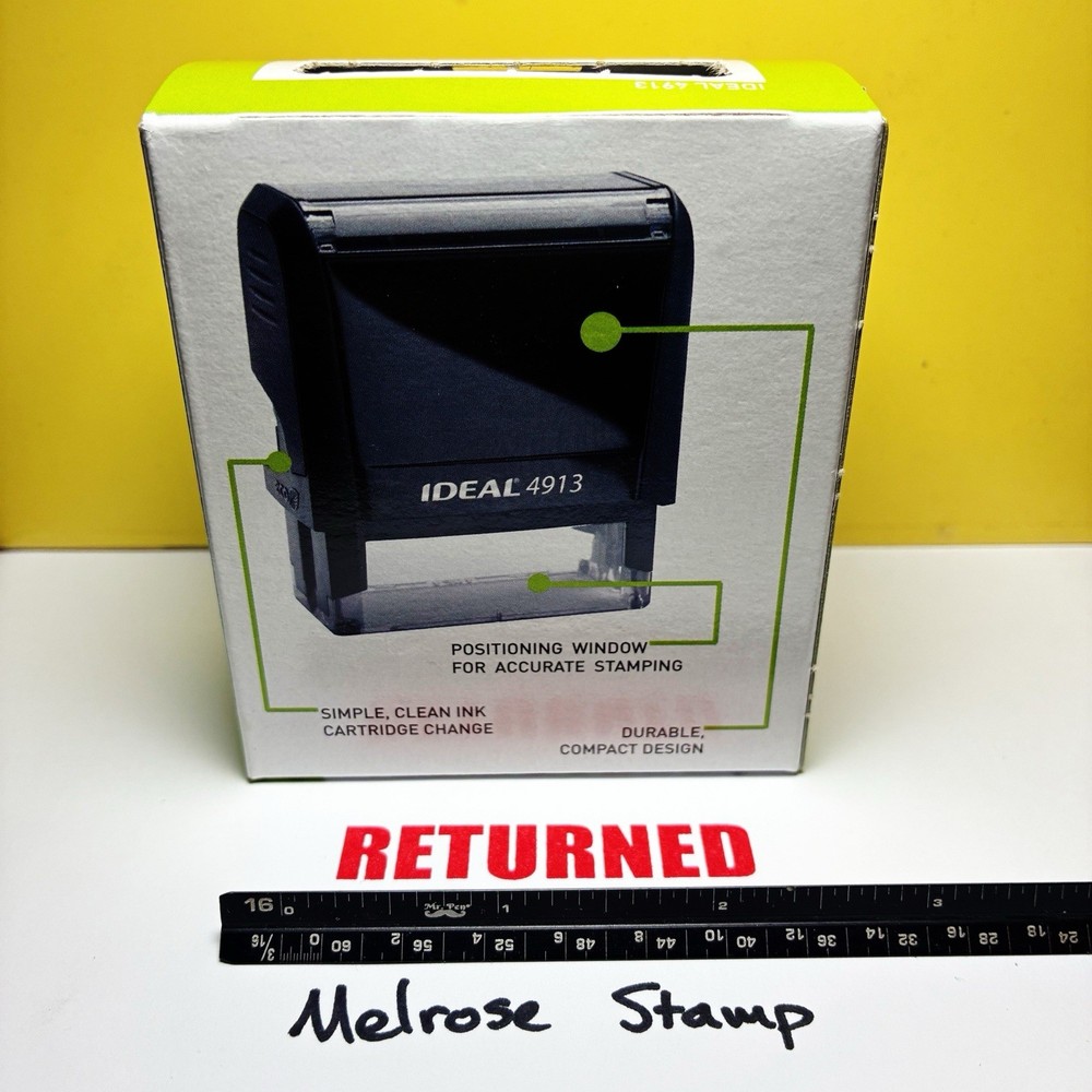Returned Rubber Stamp Red Ink Self Inking Ideal 4913