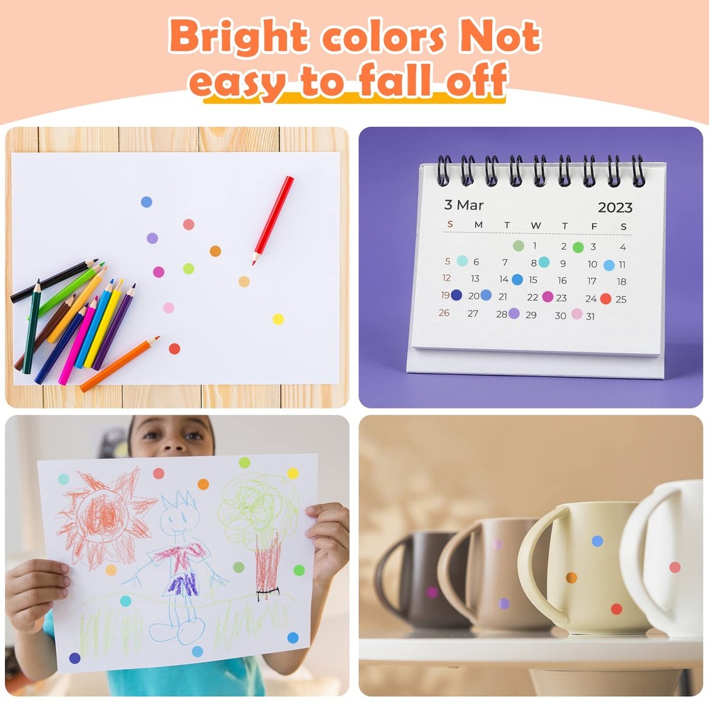 6720 PCS Small Dot Stickers Round Color Coding Labels 6.35mm, Multi