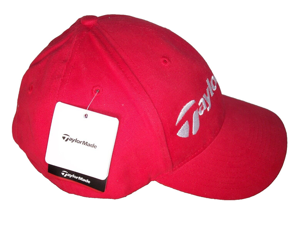 New TaylorMade Red Cotton Strapback Golf Cap/Hat