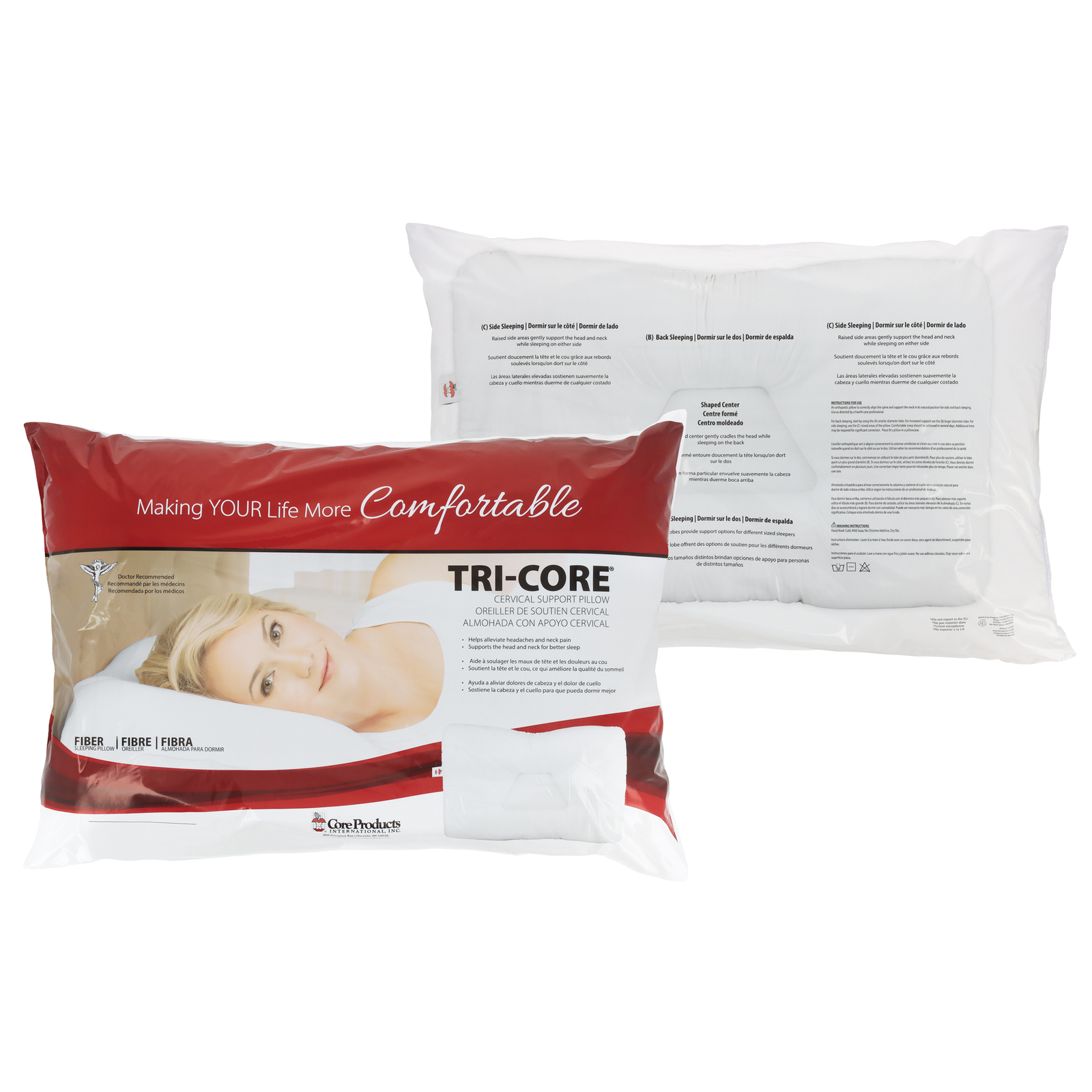 Core Products Tri-Core Cervical Orthopedic Neck Support Pillow, Helps Ease Pain