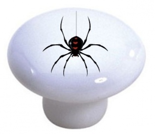 BLACK SPIDER Ceramic Cabinet DRAWER Pull KNOB New