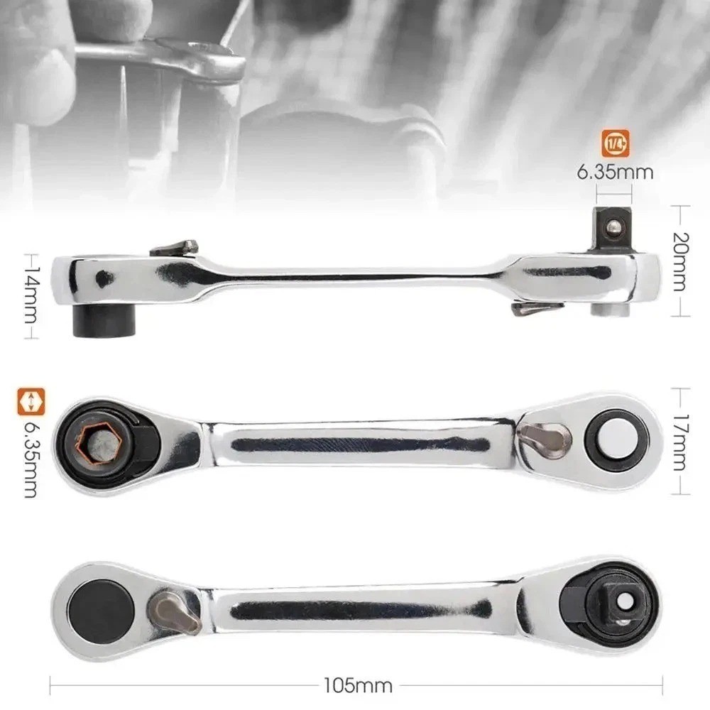 1/4" Mini Double-Ended Quick Socket Ratchet Wrench Rod Screwdriver Bit Tools NE!