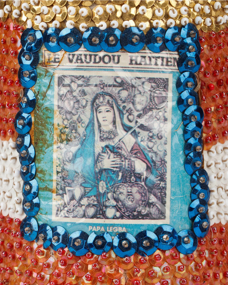 Vintage Authentic Haitian Vodou Voodoo Sequin Bottle