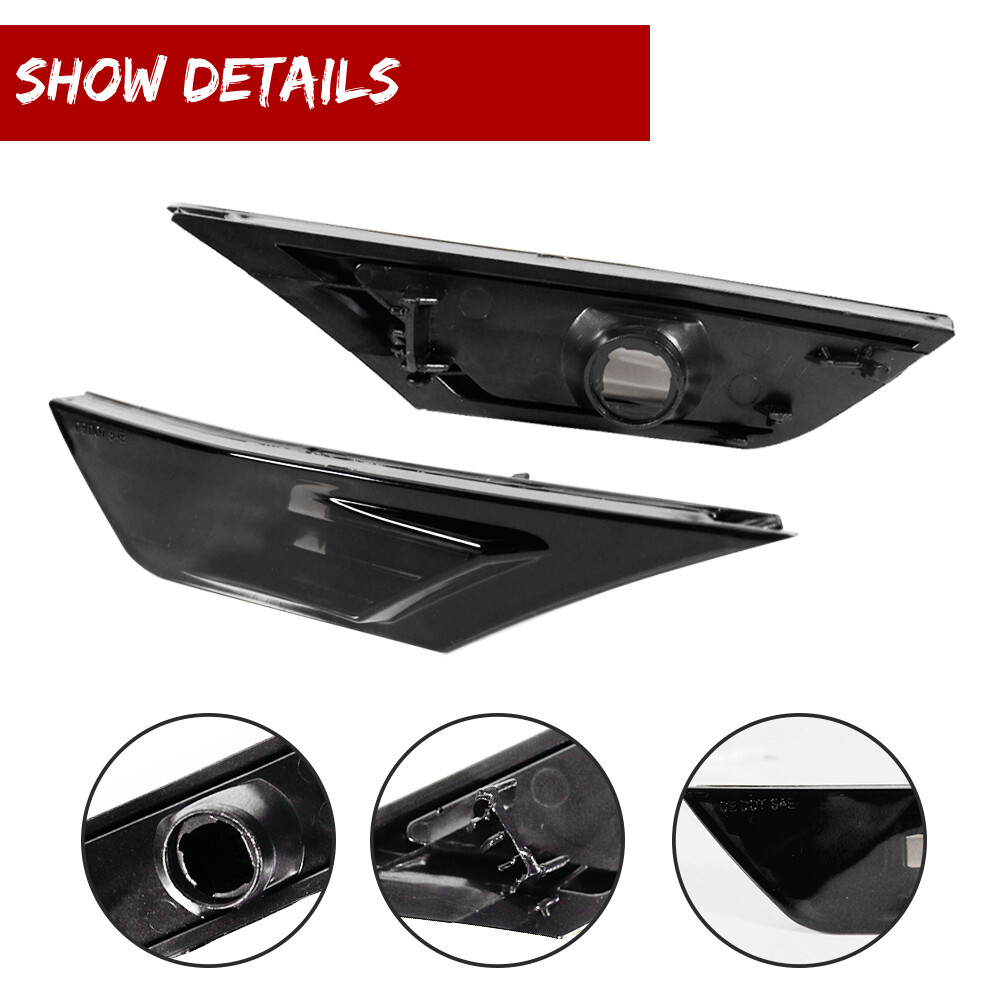Smoked Side Marker Lamp Turn Signal Light W/ Led Bulbs for Honda Civic 2016-2021