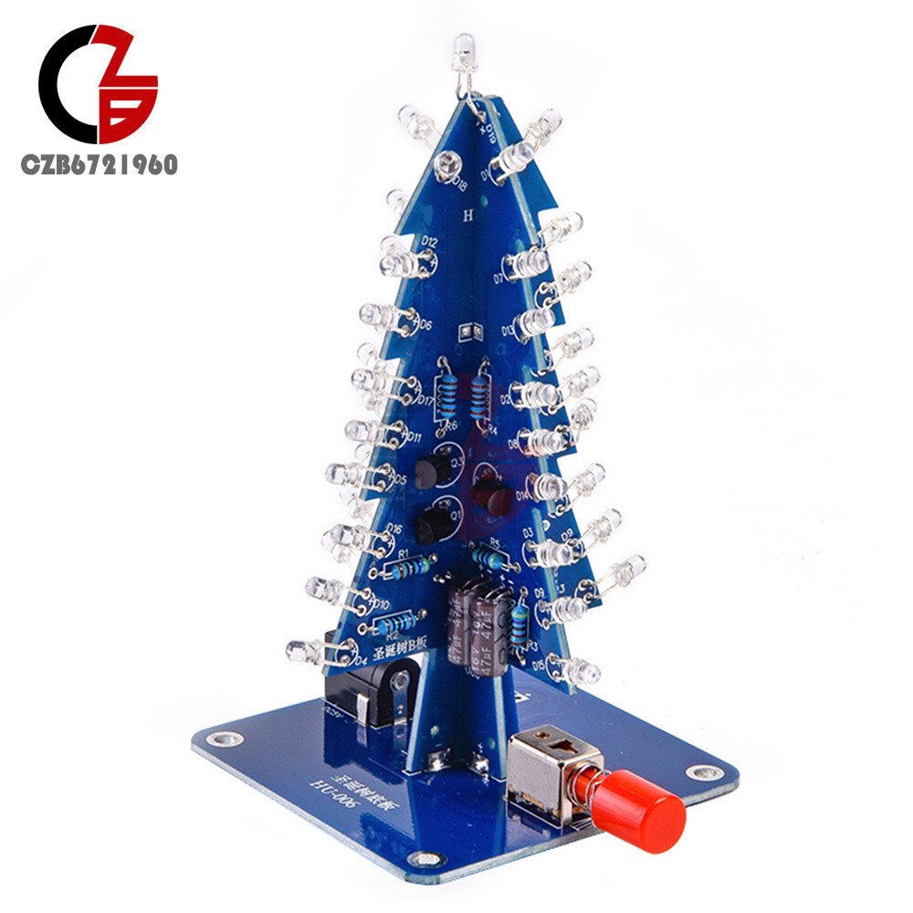 DIY 3D LED Christmas Tree Circuit Kit Glitter Electronic Learning Set With Shell