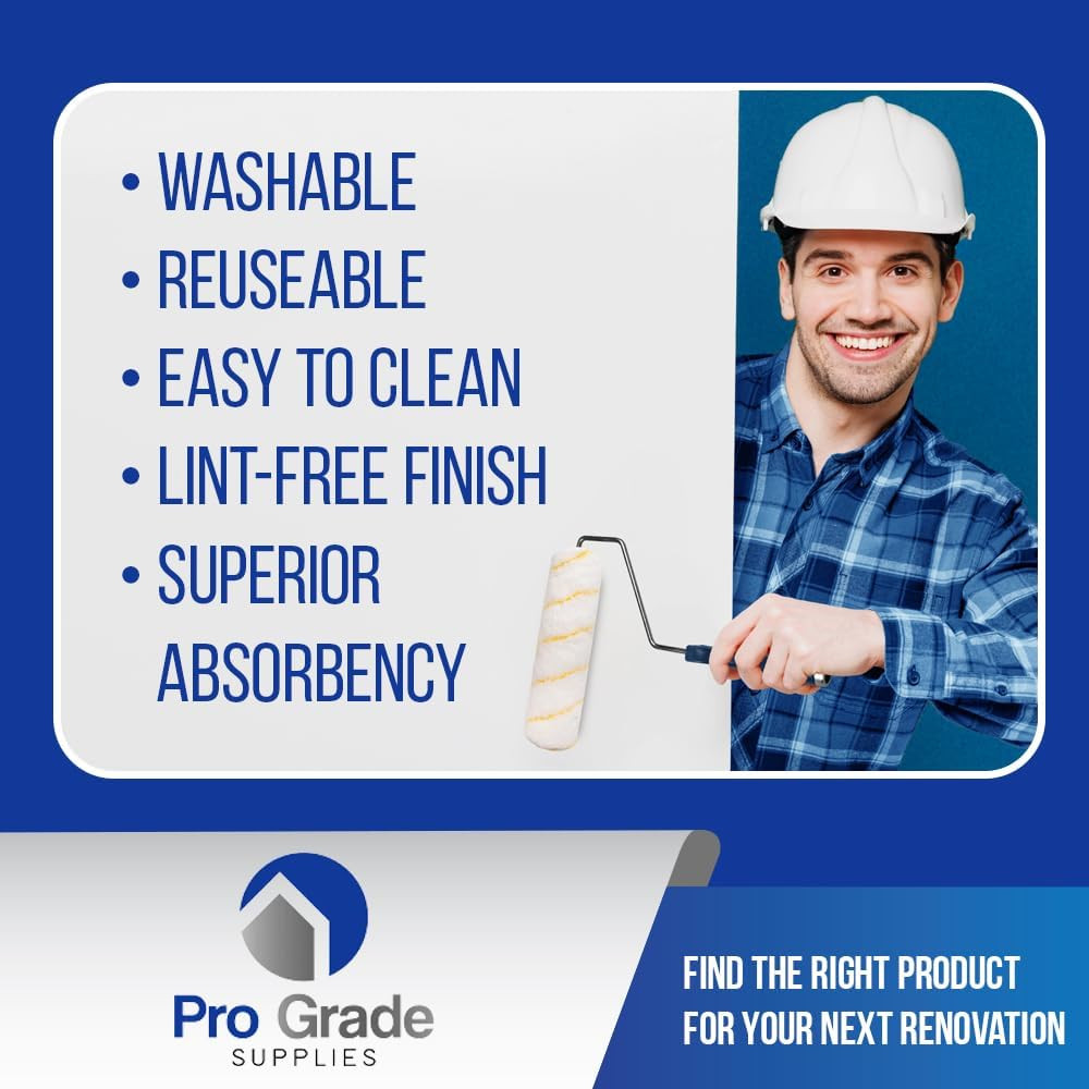 Pro Grade - Paint Roller Covers - 1/2 X 9 Inch Microfiber 5 Pack