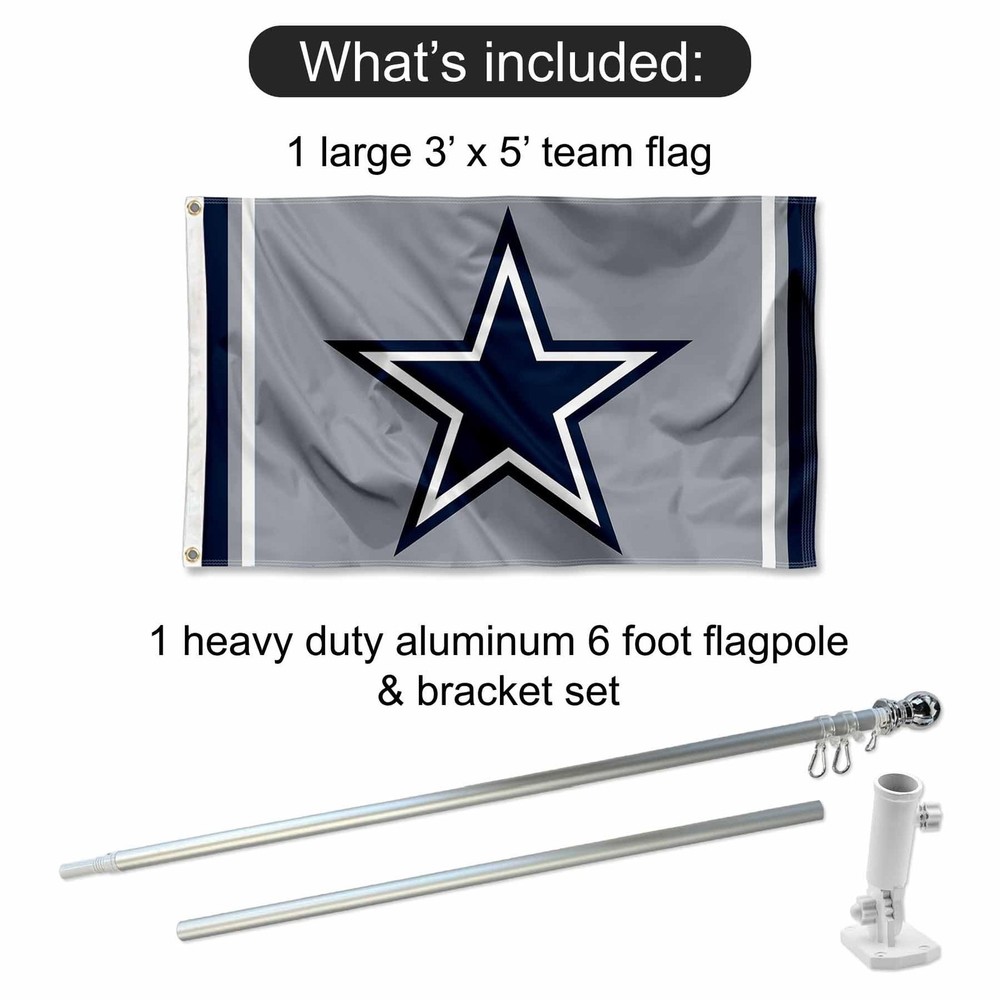 Dallas Silver Flag Pole and Bracket Kit
