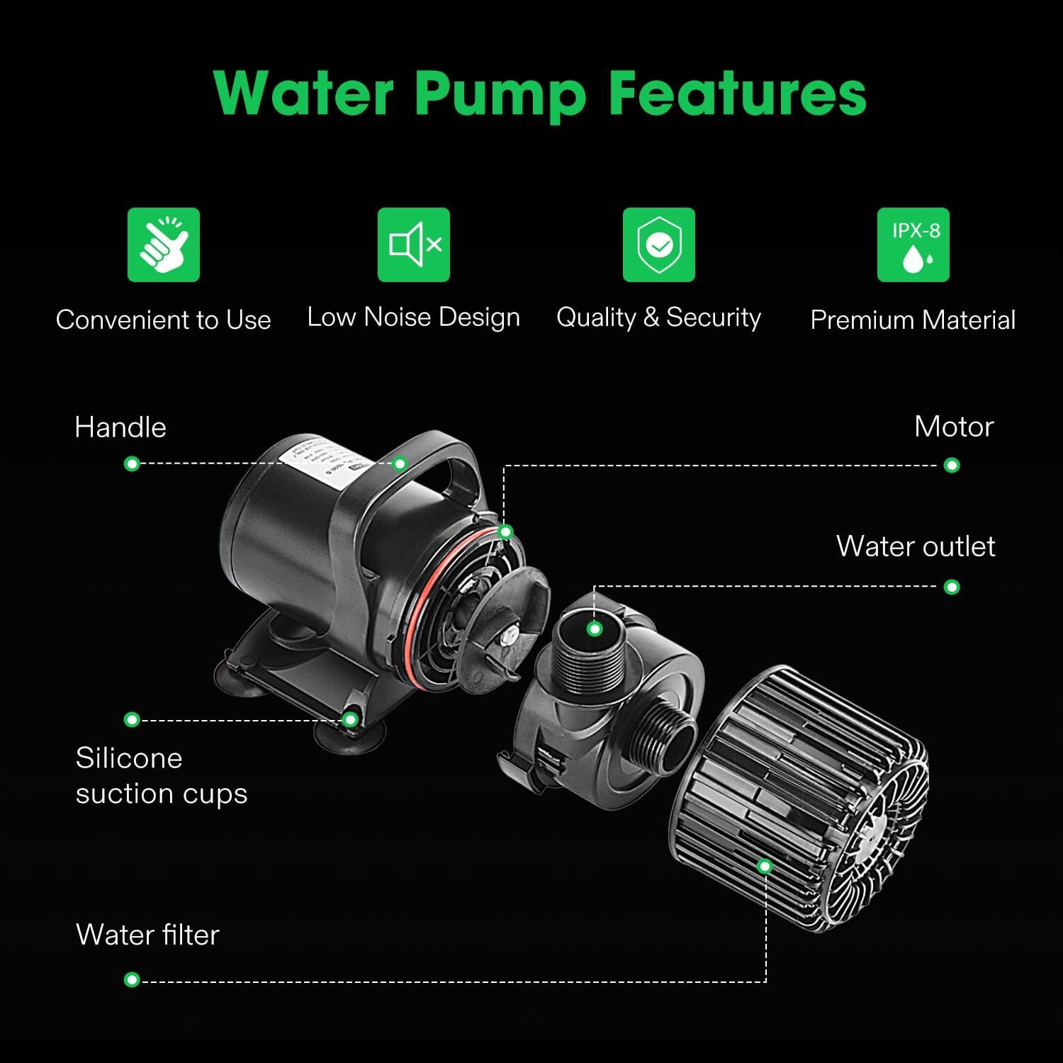 Aquarium Submersible Water Pump Power Hydroponic Fountain Pond Fish Tank