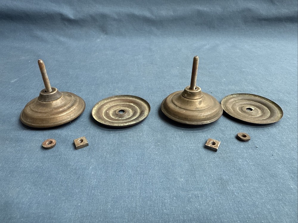 2 Antique Brass Drawer Pull Knobs Federal Pull Handles Furniture Hardware