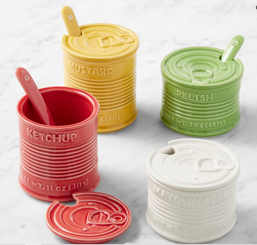 Figural Condiment Jars Set 4 Decorative Kitchen Containers Storage Bottles