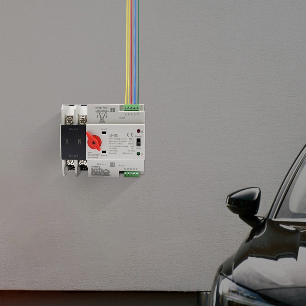 Automatic Transfer Switch 2P 100A Generator Changeover Switch Dual-Power NEW!
