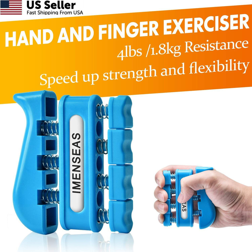 IMENSEAS Grip Strength Trainer 7 Pack Adjustable Hand Gripper, Finger Blue