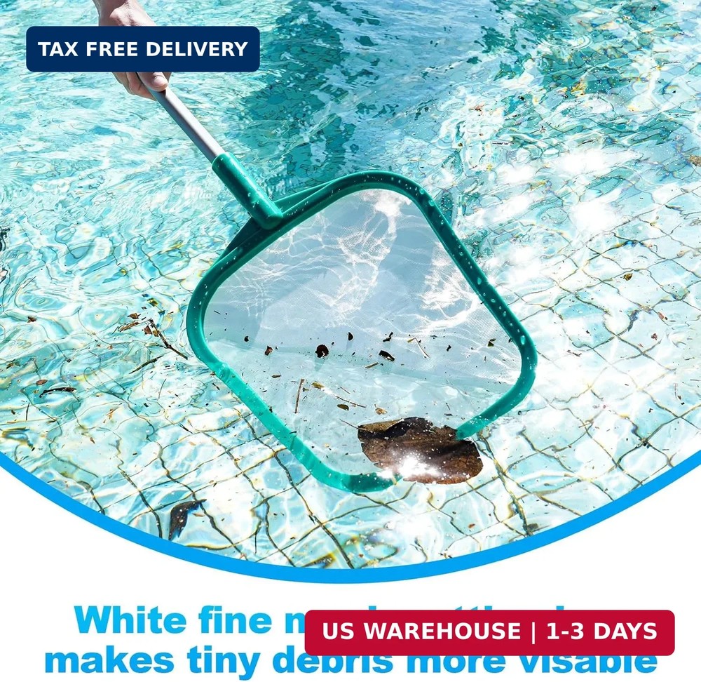 Pool Skimmer - Pool Net with Pole, Pool Skimmer Net with Solid Plastic Frame, Sk