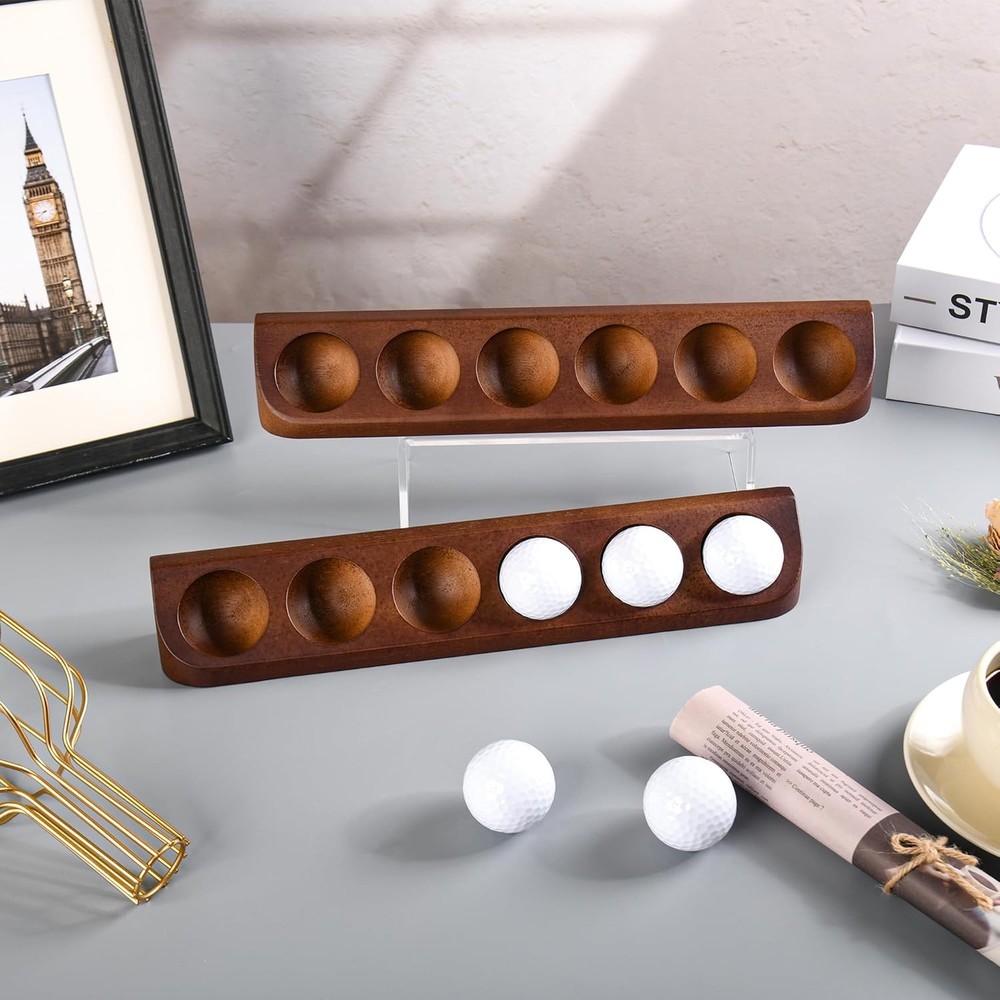 2-Pack Golf Ball Display Case Wall Mount - 12 Standard Brown