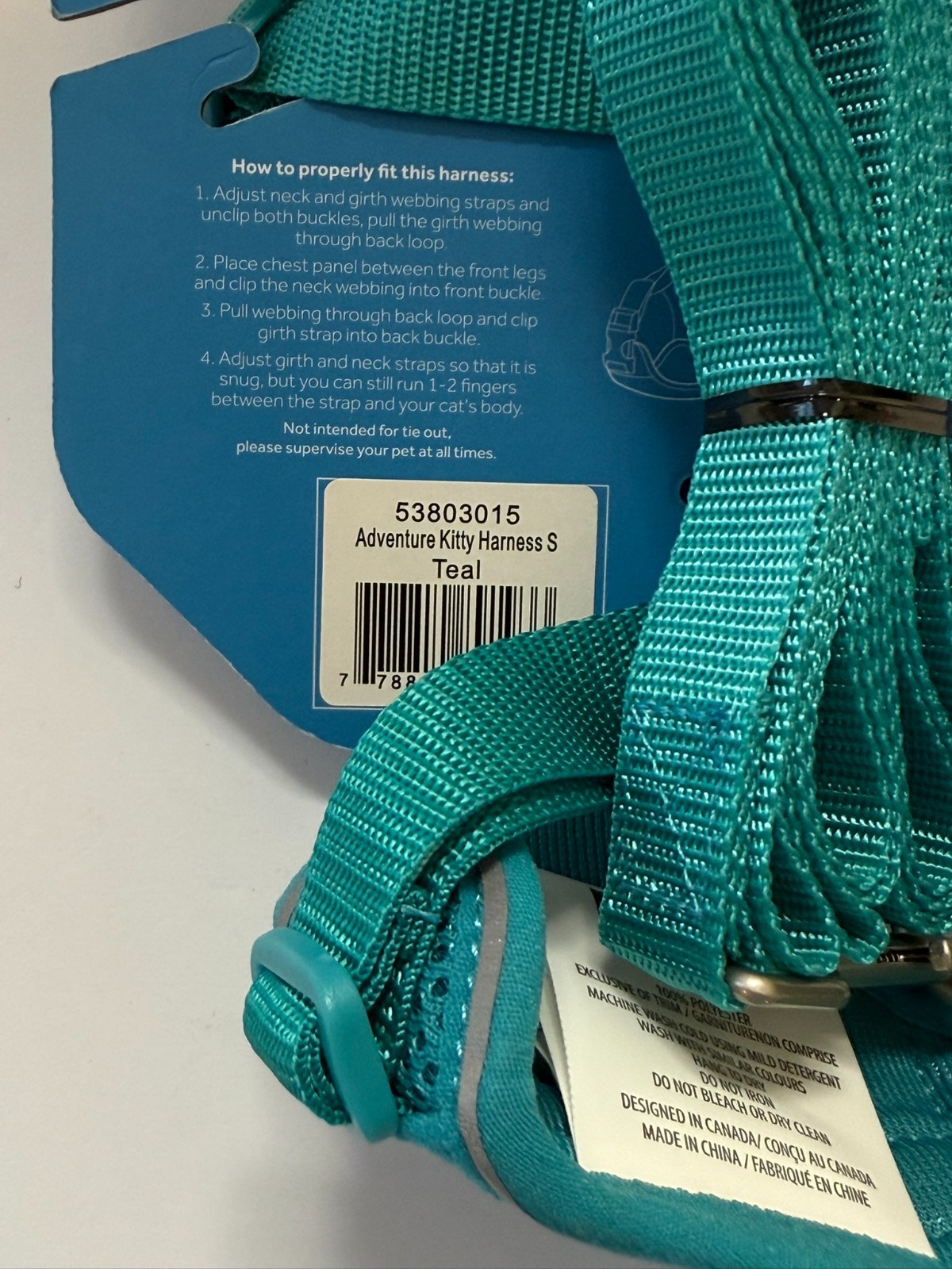 RC Pets Adventure Kitty Harness & Leash Set Teal Small S NEW