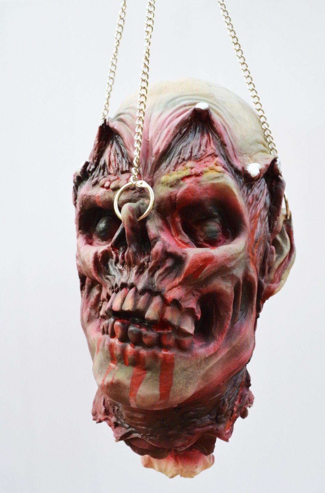 Life Size Halloween Props Scary Walking Dead Zombie Rotten Chained Head