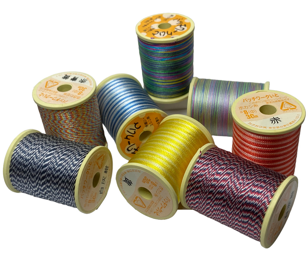Kanagawa Patchwork 008 Silk Thread, 23 dtex 16x3, 30m, 8 Stunning Patterns