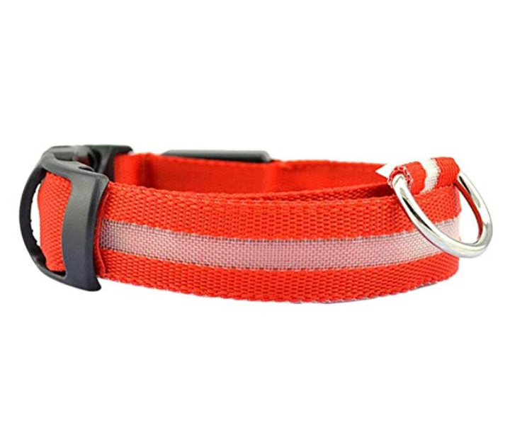Adjustable LED Pet Dog Waterproof Nylon Collars Night Safety Light Up Outdoor