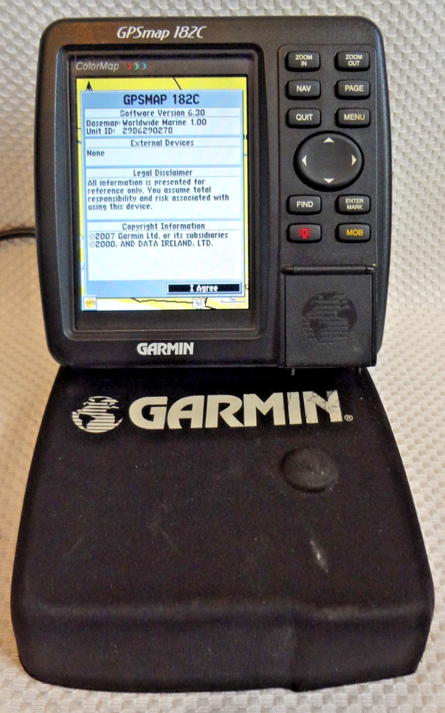 GARMIN GPSMAP 182C MARINE CHART PLOTTER FISHFINDER GPS UNIT w/ KNOBS & COVER