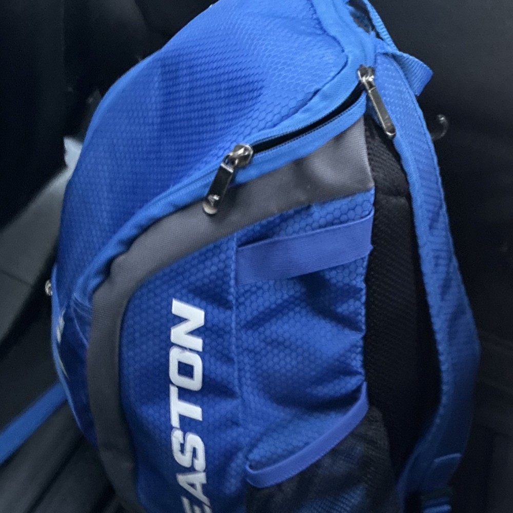 Easton Blue Black Baseball Backpack Polyester Adjustable Strap Zip Closure