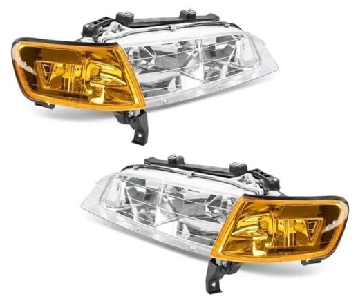 Headlight Assembly,Chrome Headlights Compatible with Accord 1994-1997,Amber