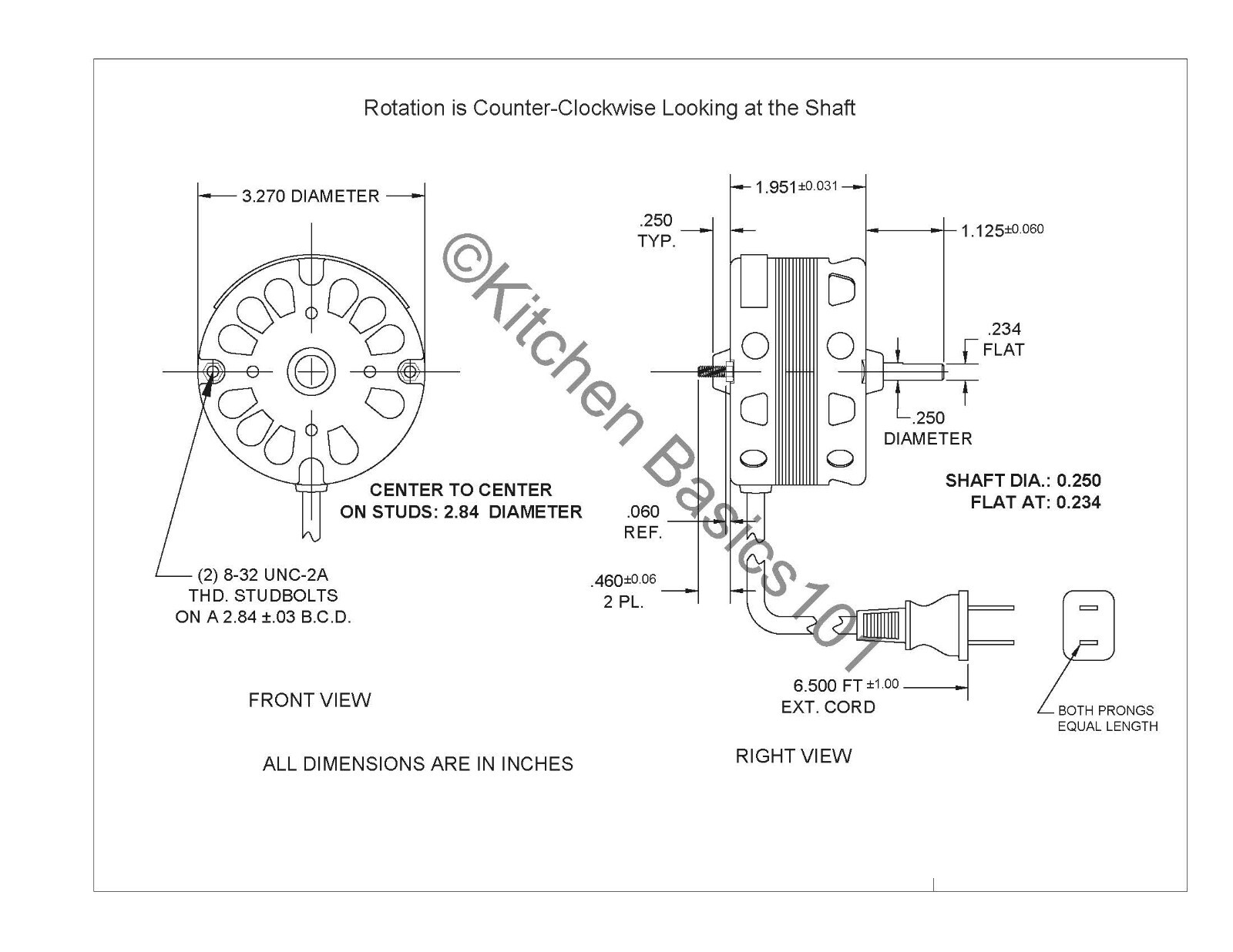 3.3 Inch Diameter Vent Fan Motor Direct Replacement For Nutone / Broan 40933