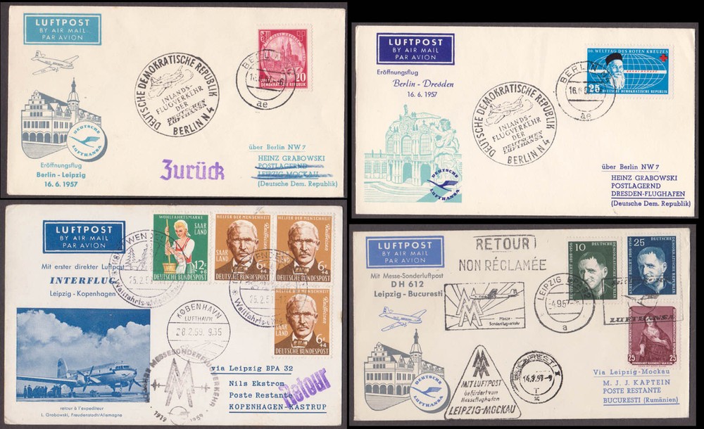 SELECTED LUFTHANSA AIRLINES FIRST FLIGHT COVER FFC FROM DIFFERENT COUNTRIES - 12