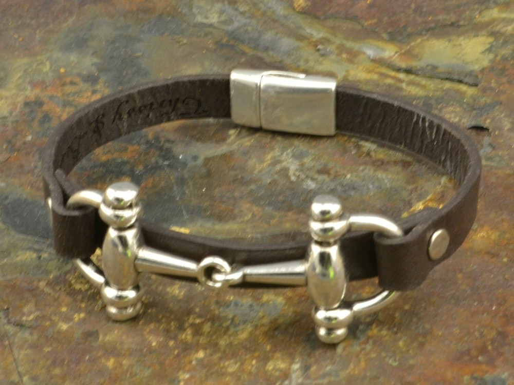 snaffle bit leather bracelet