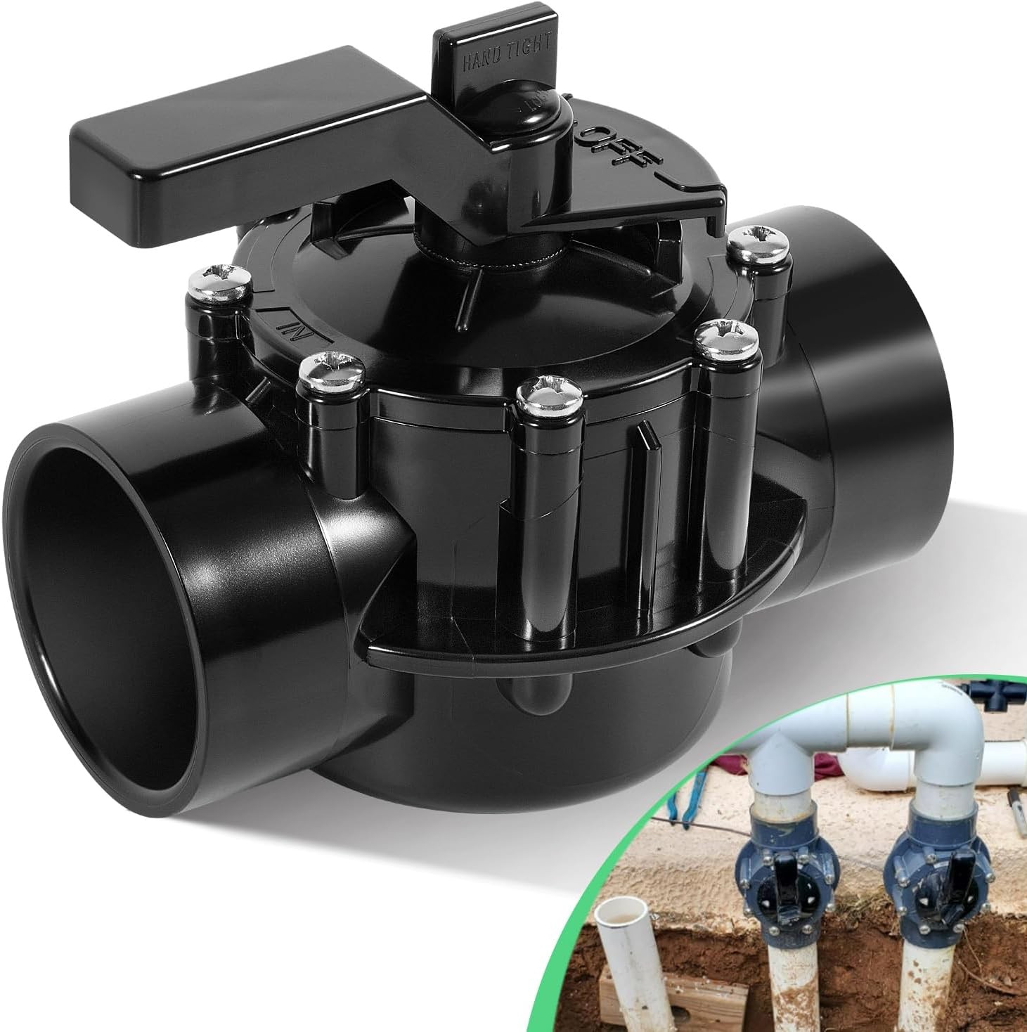 Pool Diverter Valve 2 Way 2 Inch Replacement for Jandy 2 to 2-1/2-Inch, Black