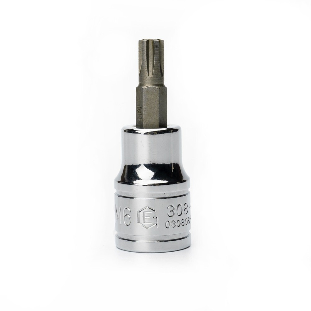 Genius Tools 3/8" Dr. M6 Ribe Bit Socket, 50mmL - 308+9006
