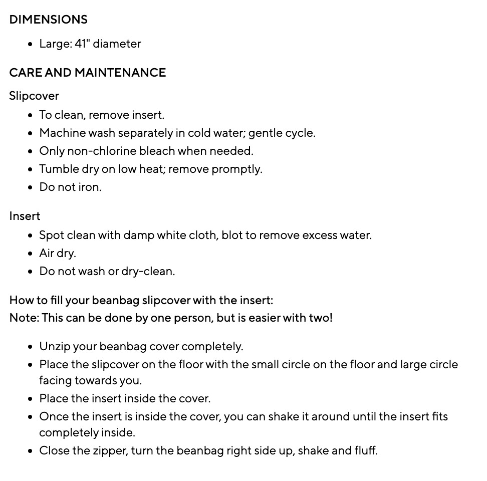 Pottery Barn Teen Teddy Bear Faux Fur Bean Bag Slipcover Only Lg Ivory NEW $169