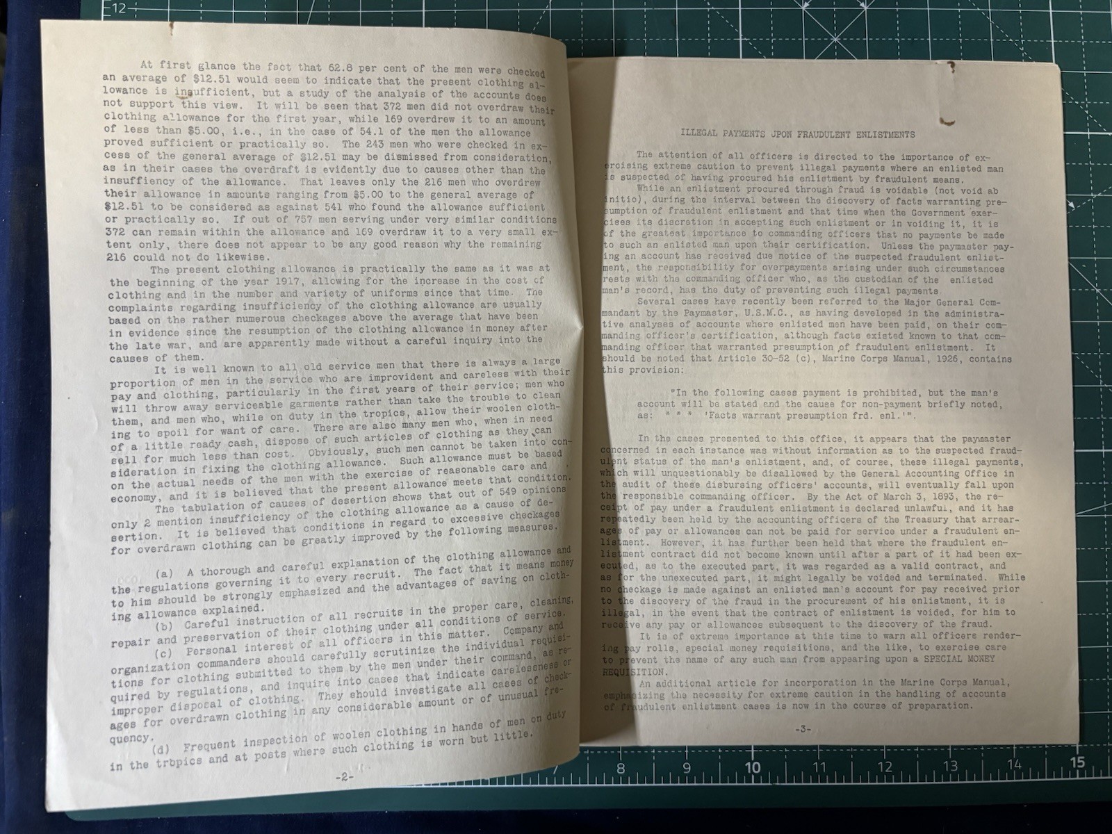 Post WW1 USMC Rare General Lejeune Headquarters Bulletin Document 1926