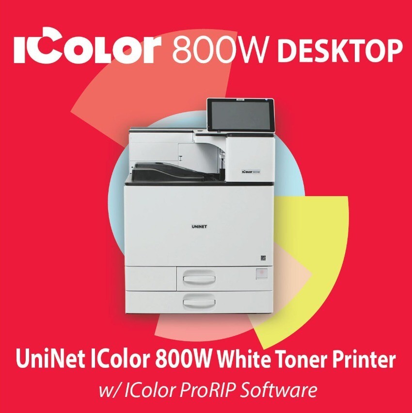 Uninet iCOLOR 800W Desktop White Toner Printer + Pro Rip + Smart Cut