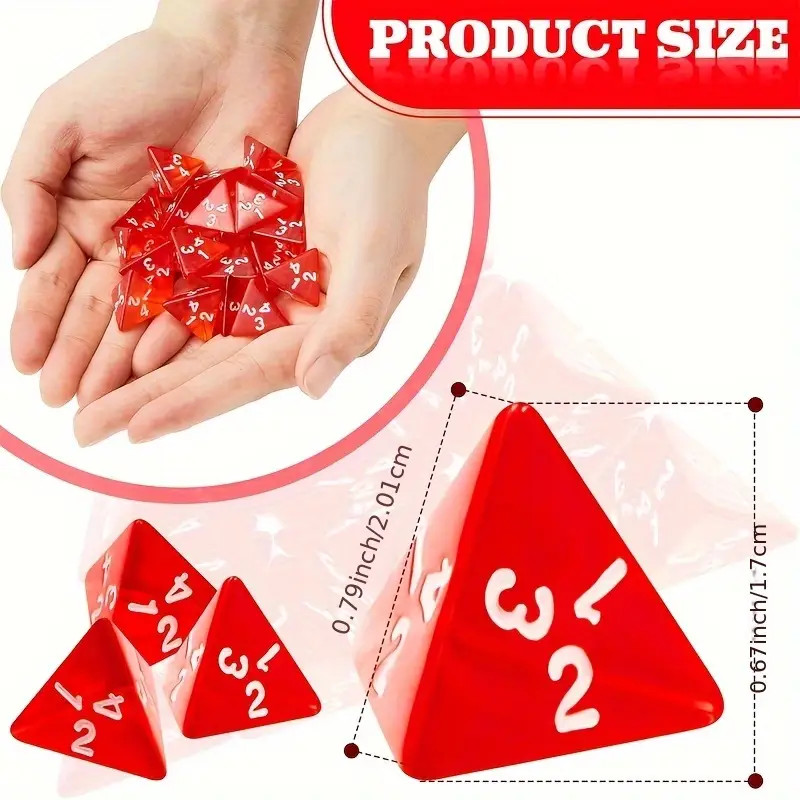50pcs D4 Dice Red Gem Health Potion RPG Tabletop Game Set