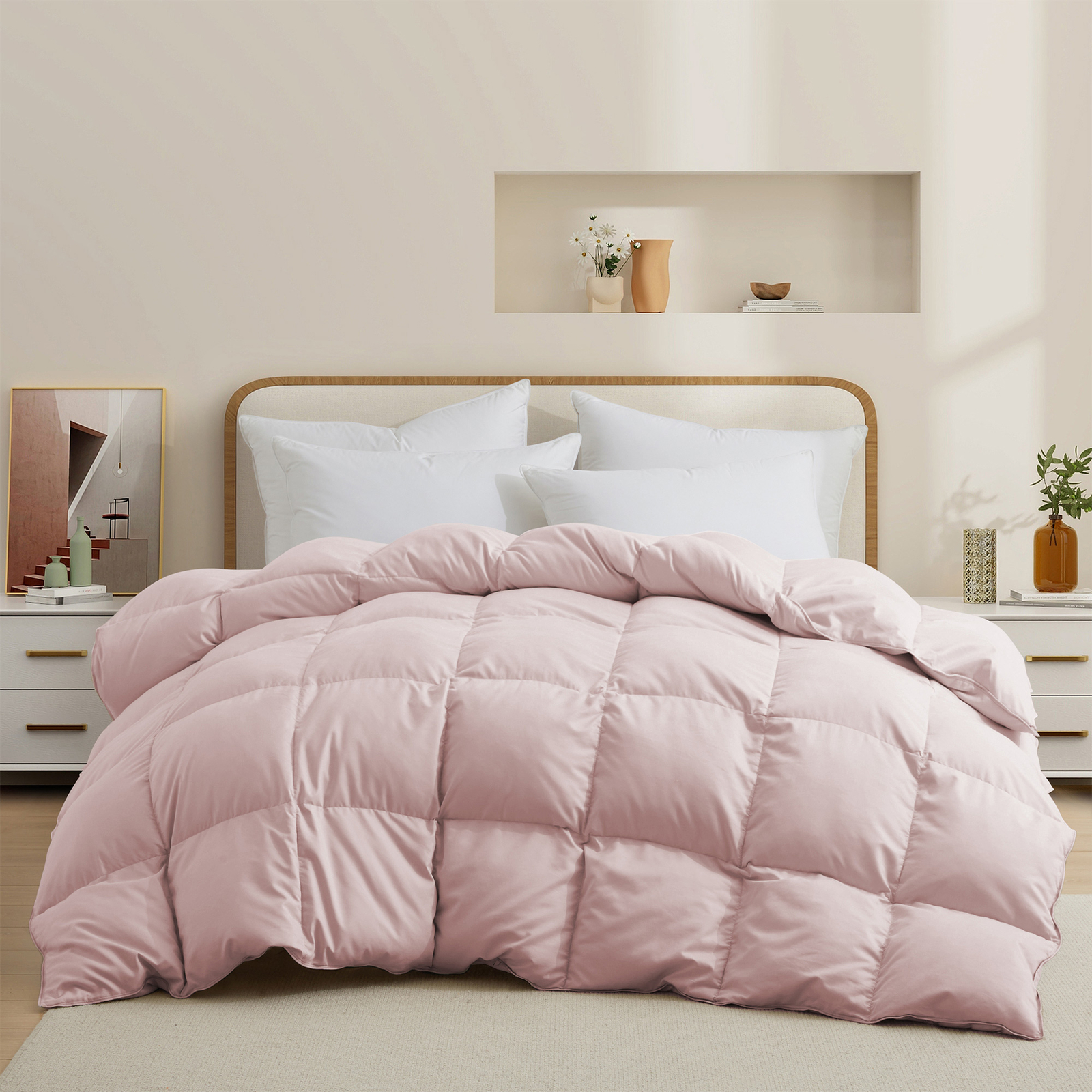 Super Soft Cozy Warm Oversized Down Comforter , King or Queen Bed Blanket