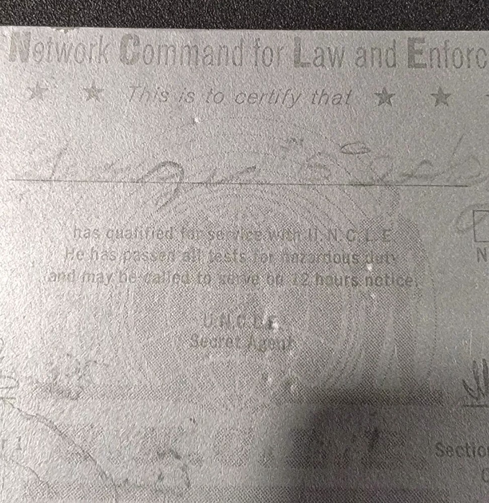 1966 U.N.C.L.E. Membership Card Vintage *condition Issues*