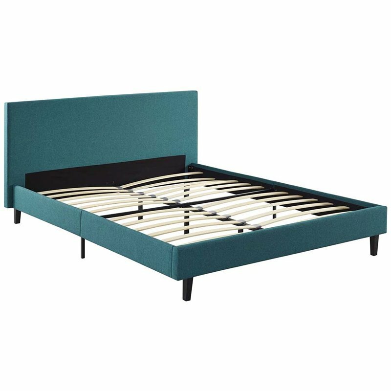 Modway Anya Upholstered Full Platform Bed in Teal