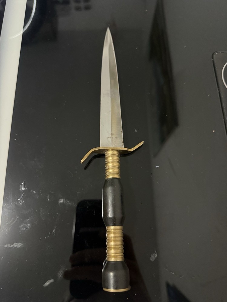 Double-Edged Dirk Dagger Stainless Steel Blade Brass & Black Handle