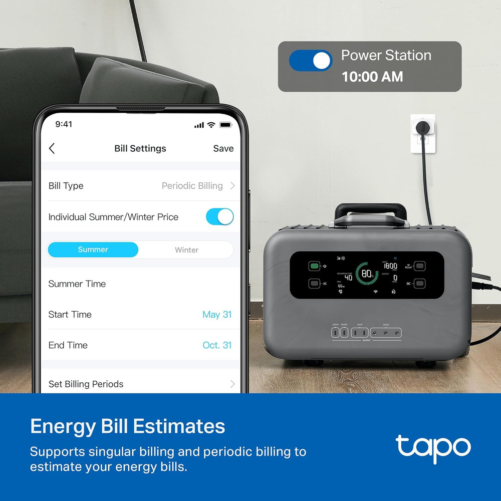 Tp-Link Smart Plug Mini, Matter Compatible, Compatible with Alexa, Google Home