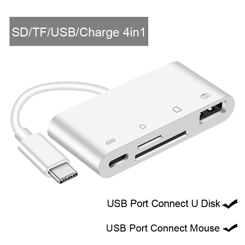 Type C Card Reader SD TF CF USB Flash Disk Mouse OTG Adapter for Samsung Huawei