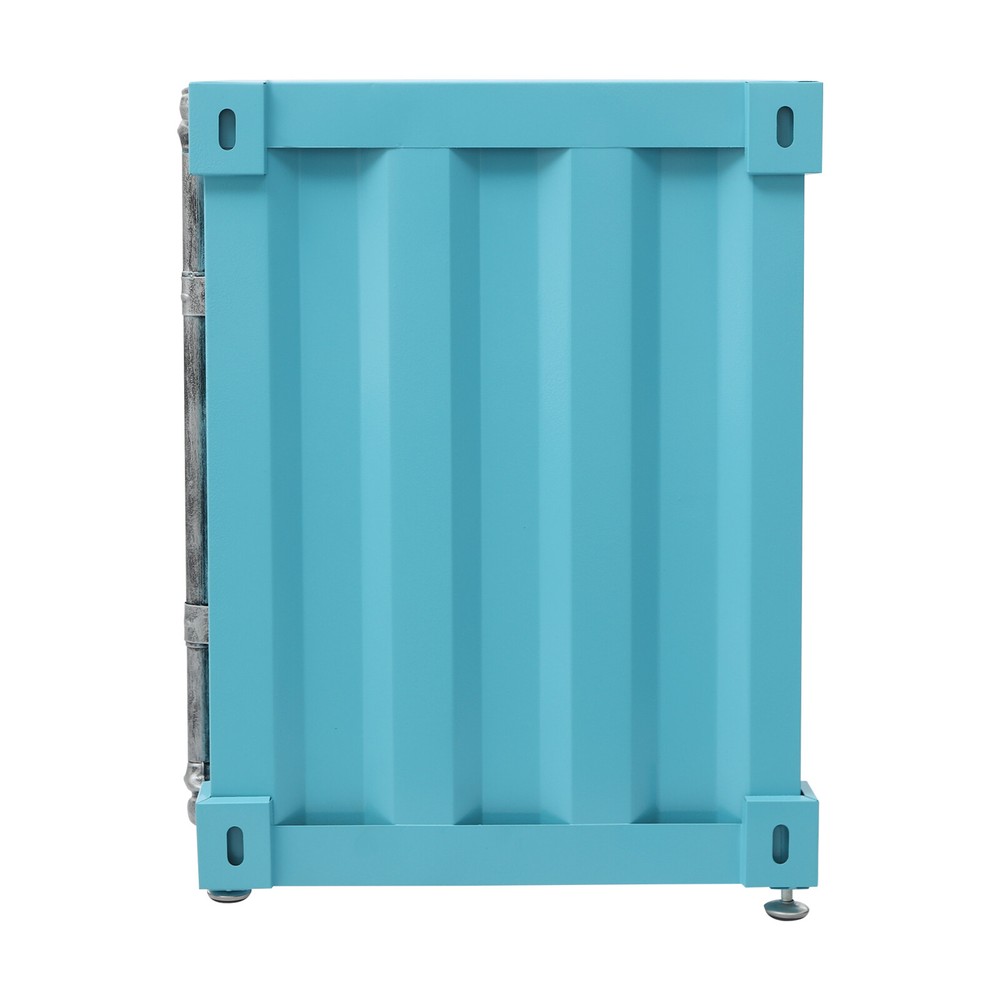 Floorstanding Side Table, Industrial Style Container Cabinet, Iron Bedside Table
