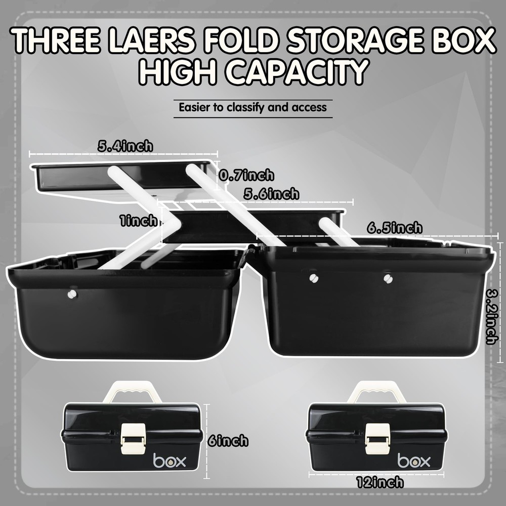 TERGOO 12in Three-Layer Multipurpose Storage Box Organizer Folding Tool Box/A...