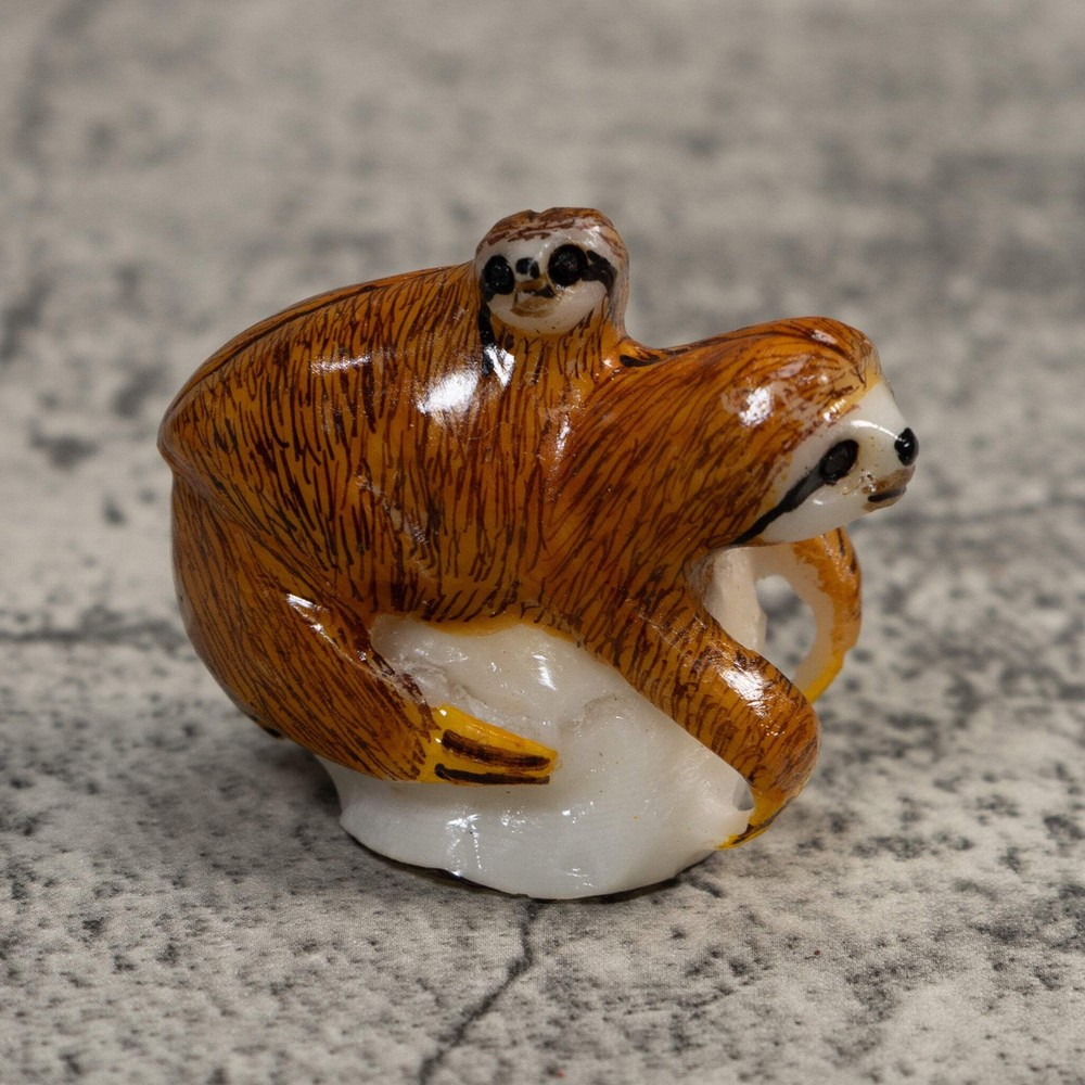 Sloth With Cub Tagua Carving