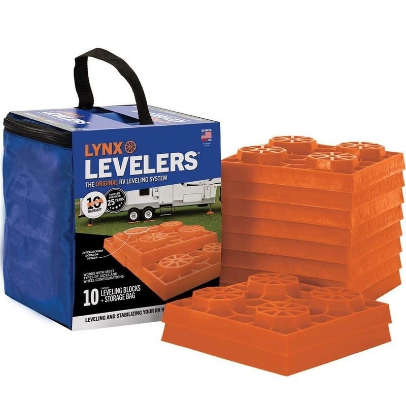 RV Leveling Blocks 10 Pack Interlocking Levelers W/ Carry Bag Trailers New