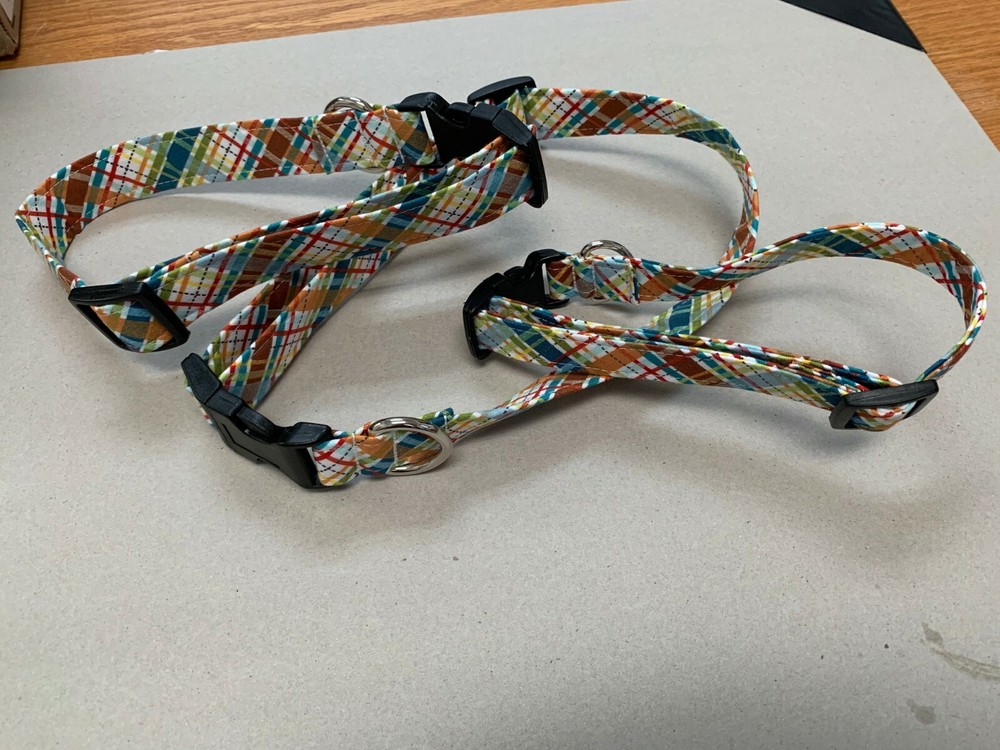Chasin' Tail Dog Collars Multi Plaid Multiple Sizes
