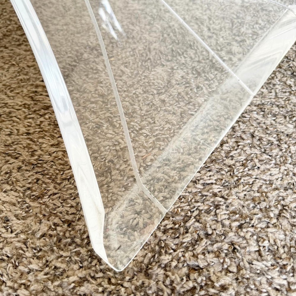 Postmodern Octagonal Beveled Glass Top Lucite Coffee Table