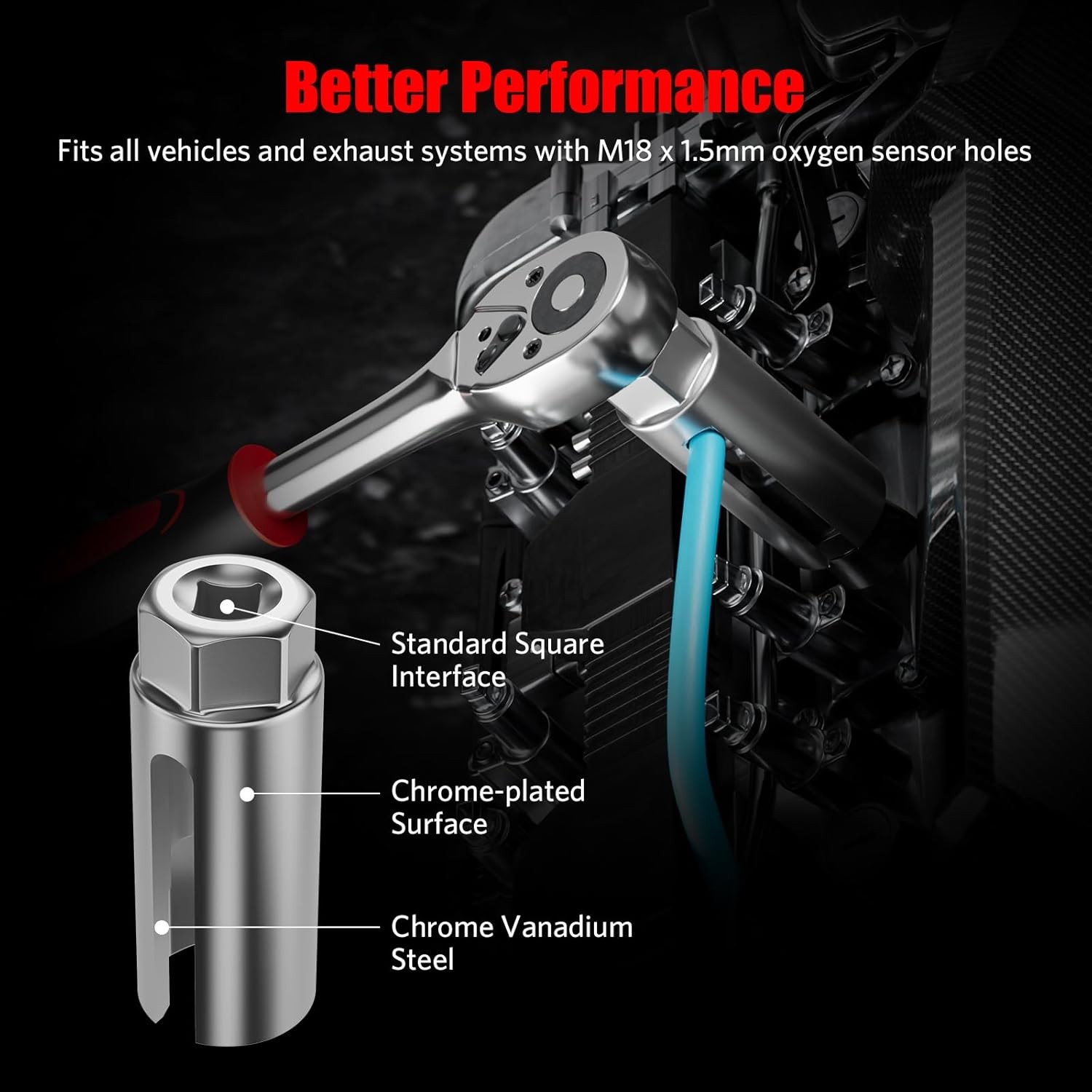 O2 Oxygen Sensor Socket Thread Chaser Set 5PCS O2 Sensor Wrench Removal Tool Kit