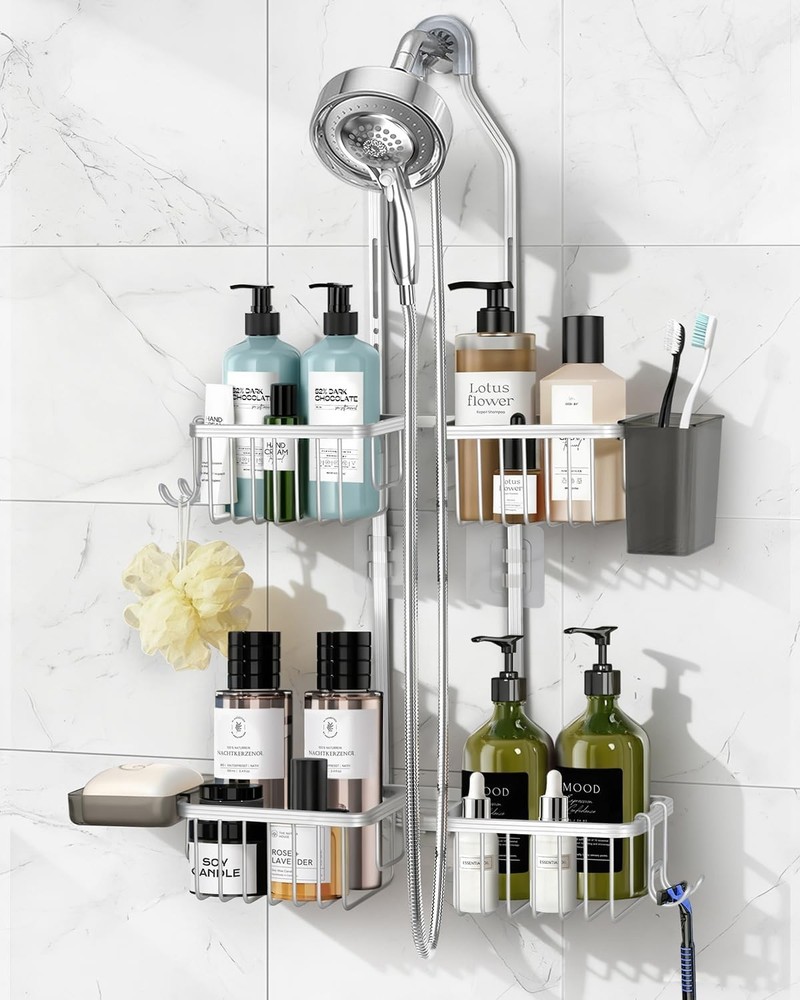 Adjustable Shower Caddy Hanging Handheld Showerheads Never Rust Shower Hanging