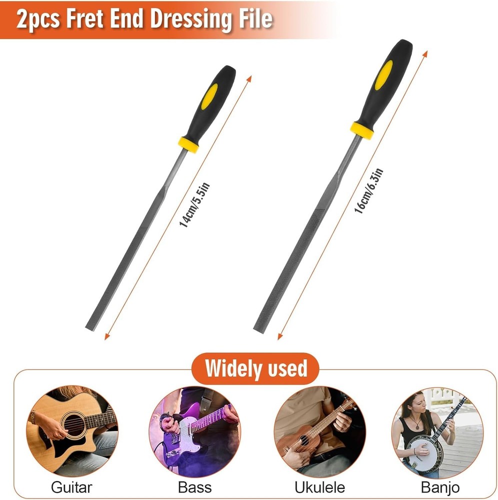 GUITAR Fret End Dressing File Set 2PCS Luthier Tool for Sharp Frets